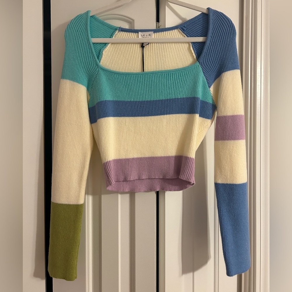 Cropped colorblock sweater